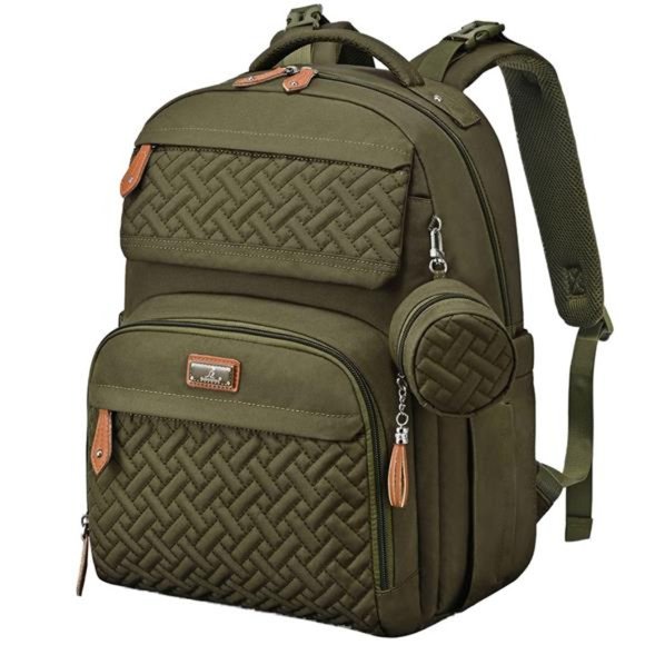 Diaper Bag Backpack with Changing Pad,  Multifunction Waterproof Bag, Army Green - Picture 1 of 6